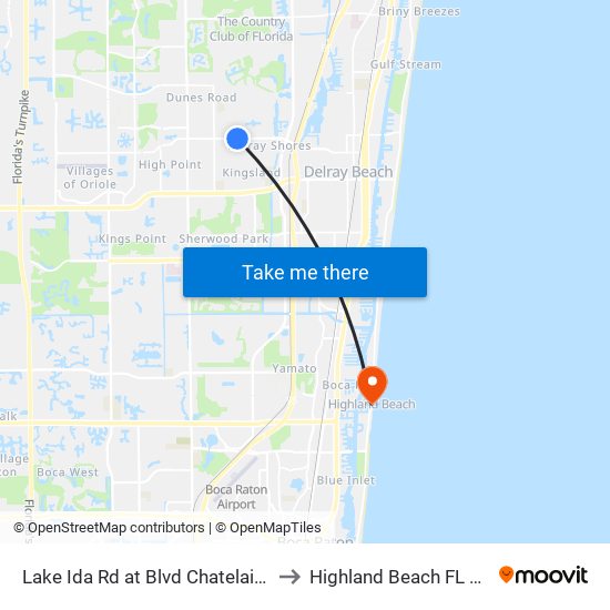 LAKE IDA RD at  BLVD CHATELAINE E to Highland Beach FL USA map