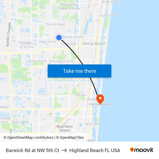 Barwick Rd at  NW 5th Ct to Highland Beach FL USA map