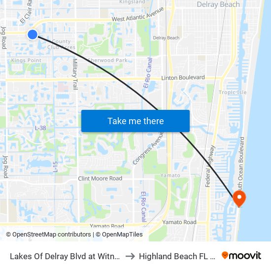 Lakes Of Delray Blvd at  Witney Dr to Highland Beach FL USA map