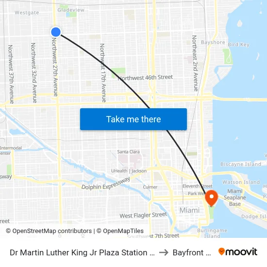 Dr Martin Luther King Jr Plaza Station Metrorail to Bayfront Park map