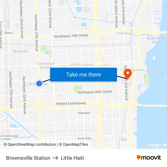 Brownsville Station to Little Haiti map