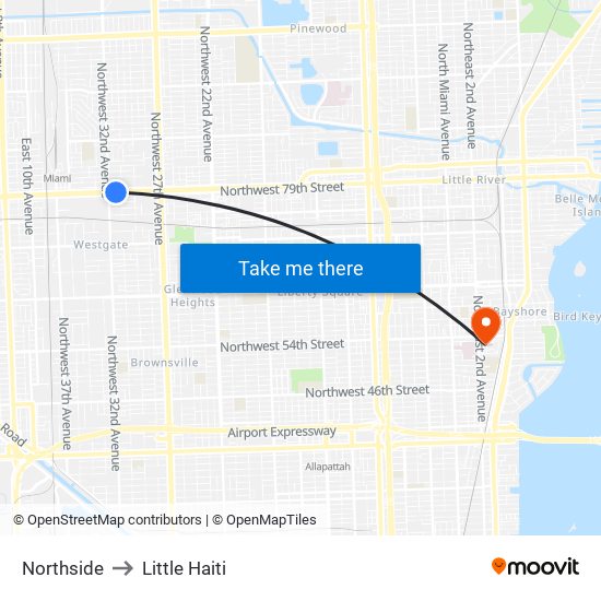 Northside to Little Haiti map