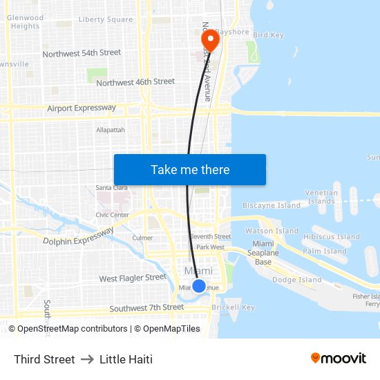 Third Street to Little Haiti map