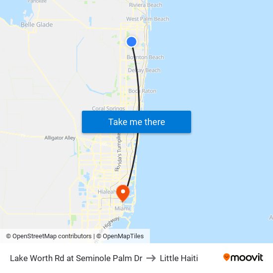 Lake Worth Rd at Seminole Palm Dr to Little Haiti map