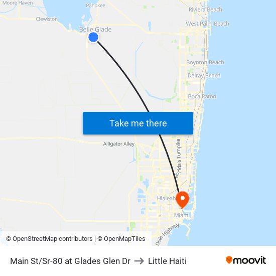 Main St/Sr-80 at Glades Glen Dr to Little Haiti map