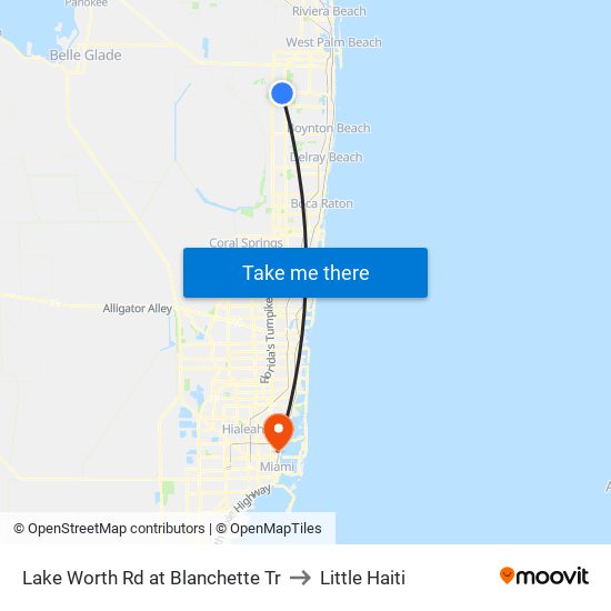 Lake Worth Rd at Blanchette Tr to Little Haiti map
