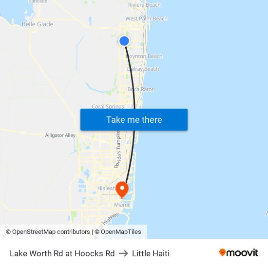 Lake Worth Rd at Hoocks Rd to Little Haiti map