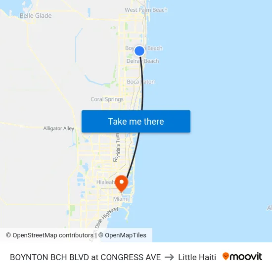 BOYNTON BCH BLVD at  CONGRESS AVE to Little Haiti map