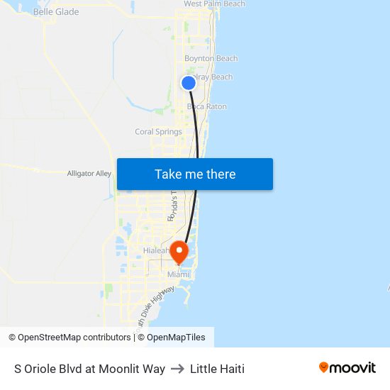 S ORIOLE BLVD at  MOONLIT WAY to Little Haiti map