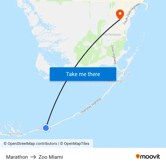 Marathon to Zoo Miami map