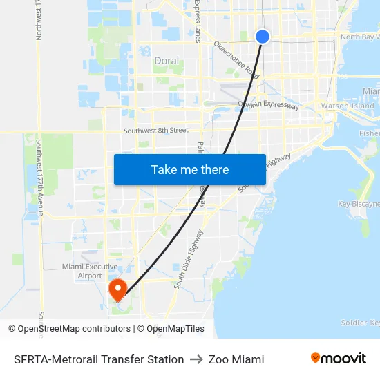 SFRTA-Metrorail Transfer Station to Zoo Miami map