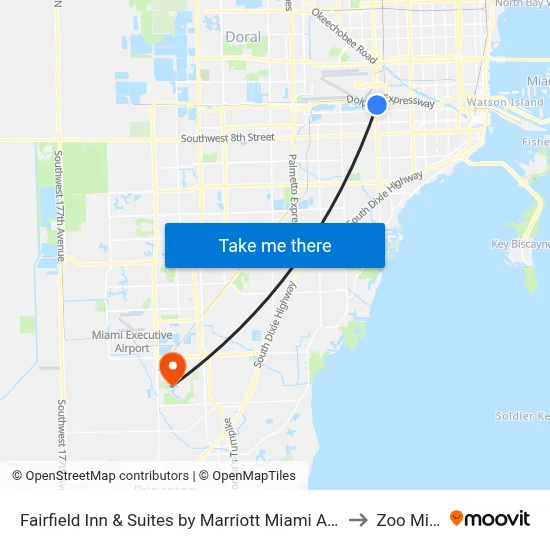 Fairfield Inn & Suites by Marriott Miami Airport South to Zoo Miami map