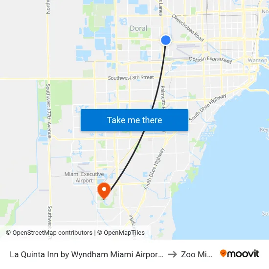 La Quinta Inn by Wyndham Miami Airport North to Zoo Miami map