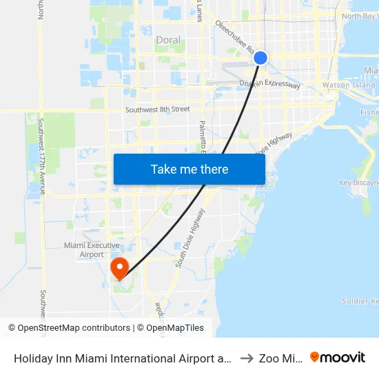 Holiday Inn Miami International Airport an IHG Hotel to Zoo Miami map