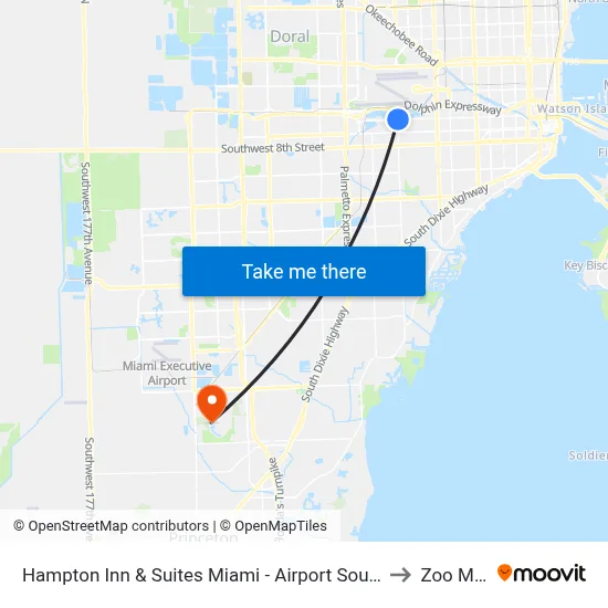 Hampton Inn & Suites Miami - Airport South-Blue Lagoon to Zoo Miami map