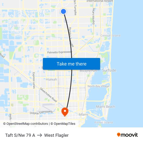 Taft S/Nw 79 A to West Flagler map