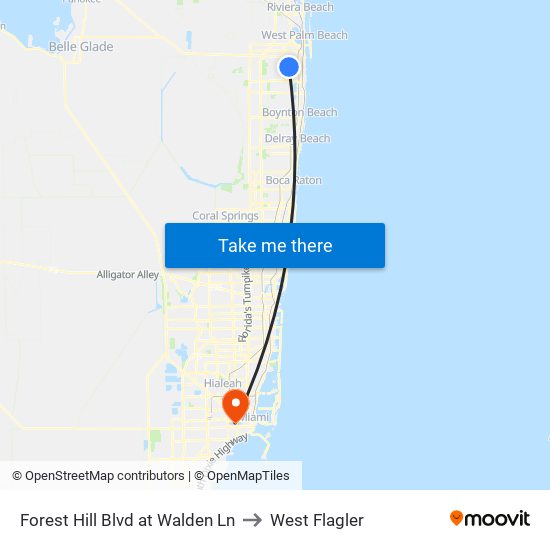 Forest Hill Blvd at Walden Ln to West Flagler map