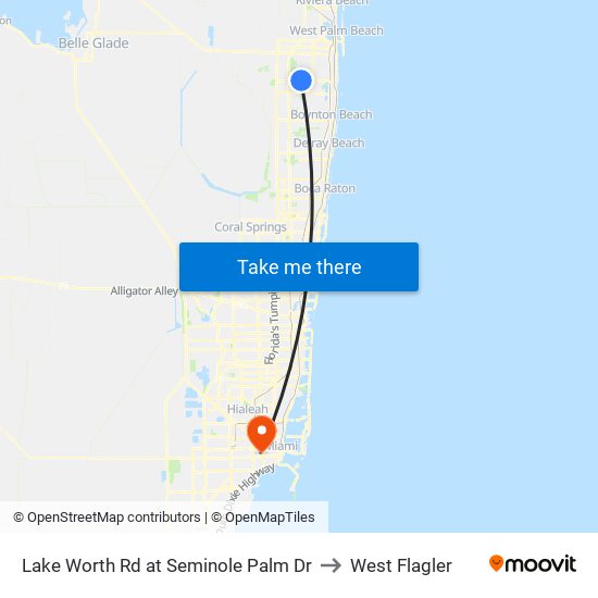 Lake Worth Rd at Seminole Palm Dr to West Flagler map