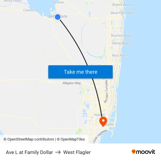 Ave L at Family Dollar to West Flagler map