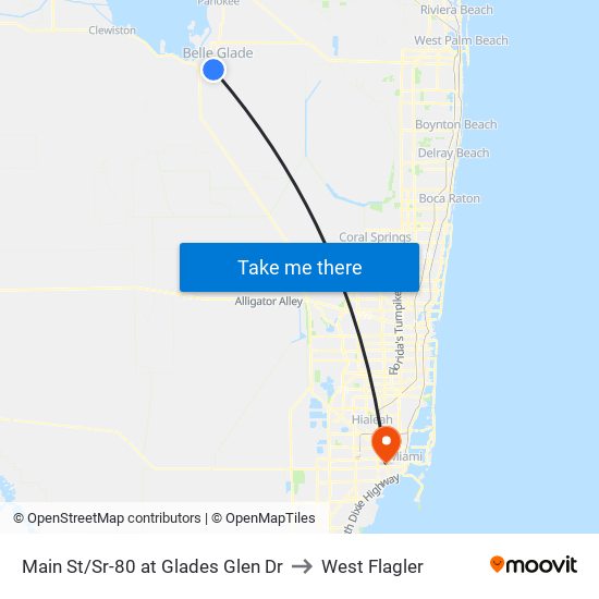 Main St/Sr-80 at Glades Glen Dr to West Flagler map