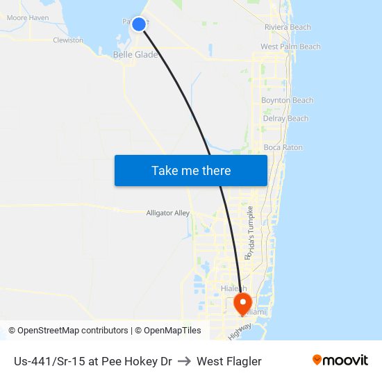 Us-441/Sr-15 at Pee Hokey Dr to West Flagler map