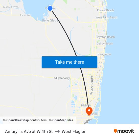 Amaryllis  Ave at W 4th St to West Flagler map