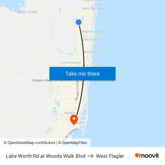 Lake Worth Rd at  Woods Walk Blvd to West Flagler map