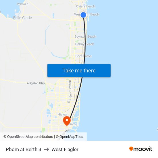 Pbom at Berth 3 to West Flagler map