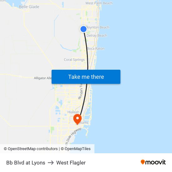 Bb Blvd at Lyons to West Flagler map