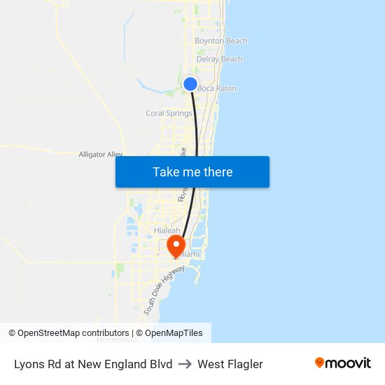 Lyons Rd at  New England Blvd to West Flagler map