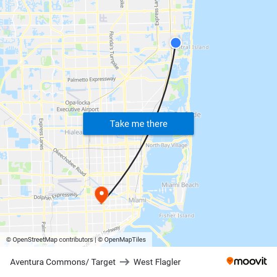 Aventura Commons/ Target to West Flagler map