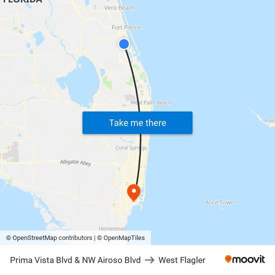 Prima Vista Blvd & NW Airoso Blvd to West Flagler map