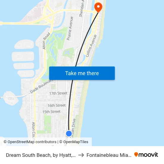 Dream South Beach, by Hyatt, Miami Beach to Fontainebleau Miami Beach map