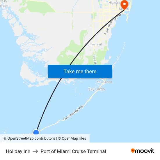 Holiday Inn to Port of Miami Cruise Terminal map