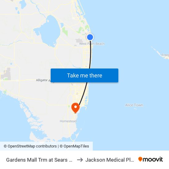 Gardens Mall Trm at Sears Trm to Jackson Medical Plaza map