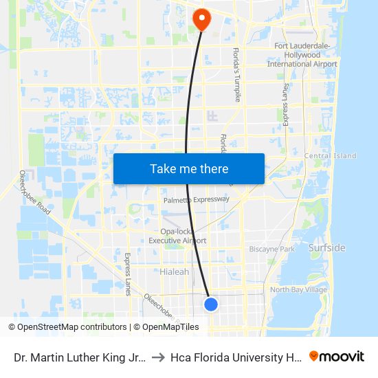 Dr. Martin Luther King Jr. Plaza to Hca Florida University Hospital map