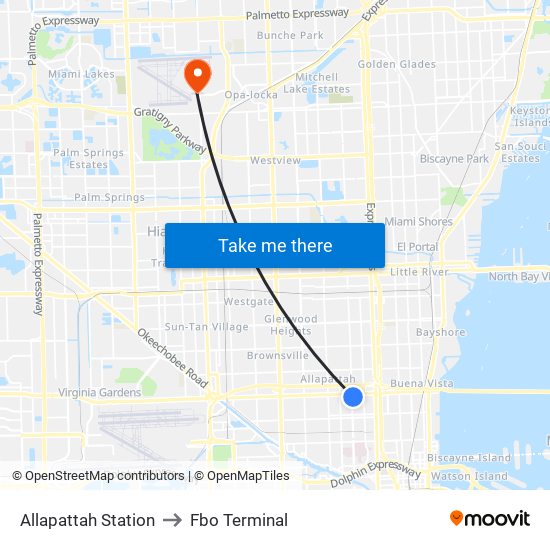 Allapattah Station to Fbo Terminal map