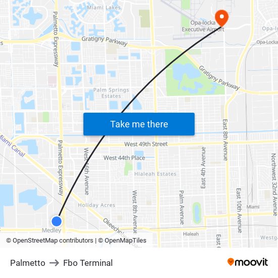 Palmetto to Fbo Terminal map