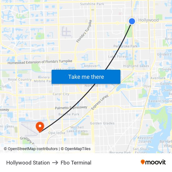 Hollywood Station to Fbo Terminal map