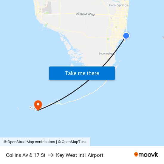 Collins Av & 17 St to Key West Int'l Airport map