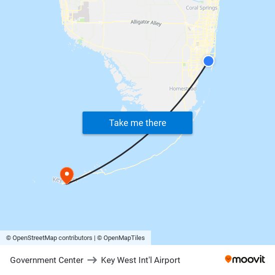 Government Center to Key West Int'l Airport map
