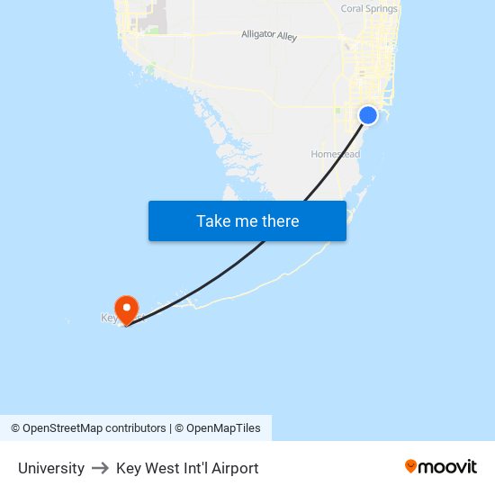 University to Key West Int'l Airport map