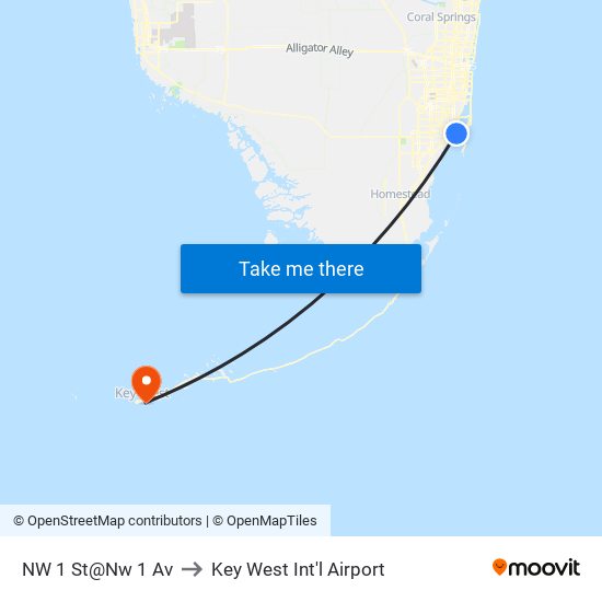 NW 1 St@Nw 1 Av to Key West Int'l Airport map