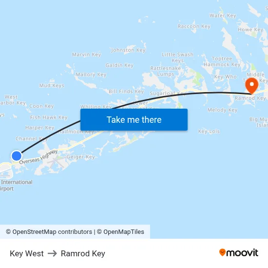 Key West to Ramrod Key map