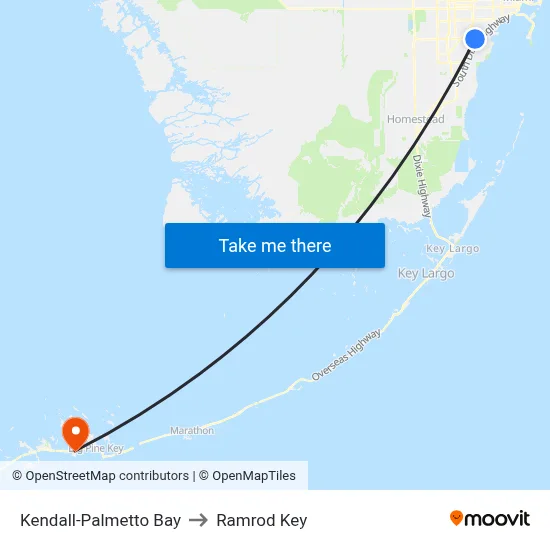 Kendall-Palmetto Bay to Ramrod Key map