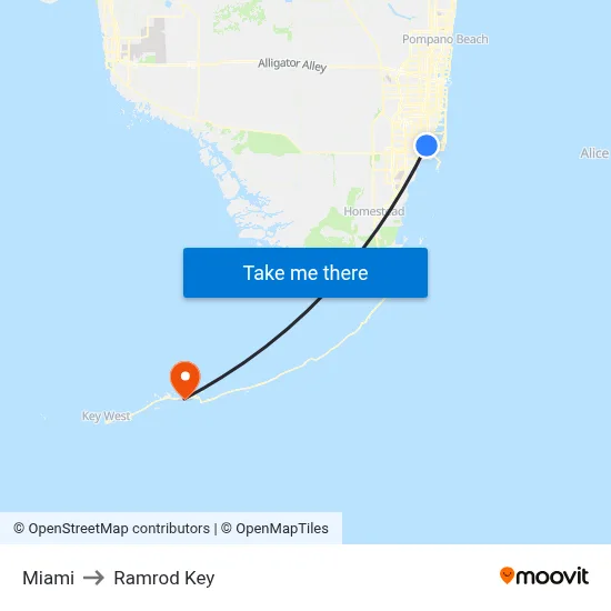 Miami to Ramrod Key map