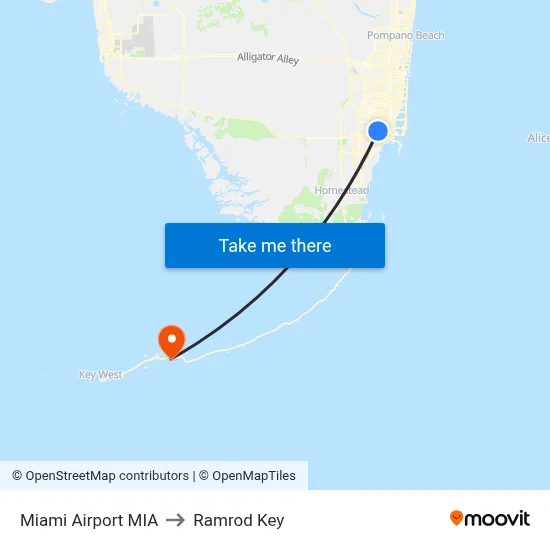 Miami Airport MIA to Ramrod Key map