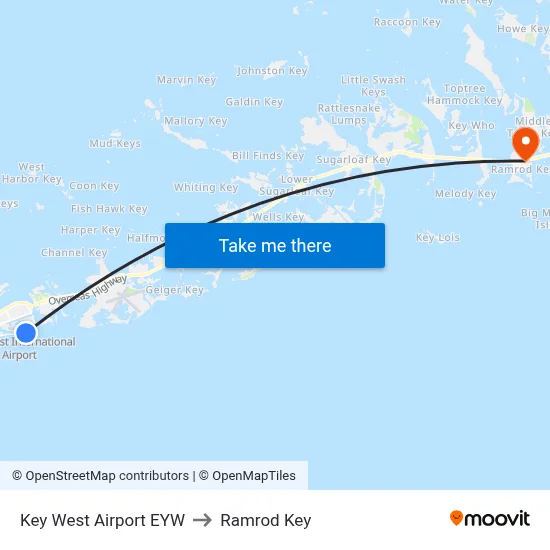 Key West Airport EYW to Ramrod Key map