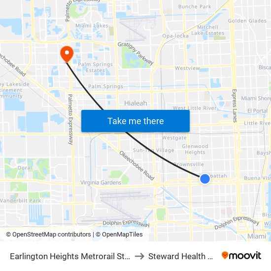 Earlington Heights Metrorail Station to Steward Health Care map