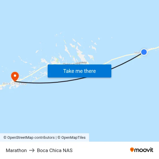 Marathon to Boca Chica NAS map